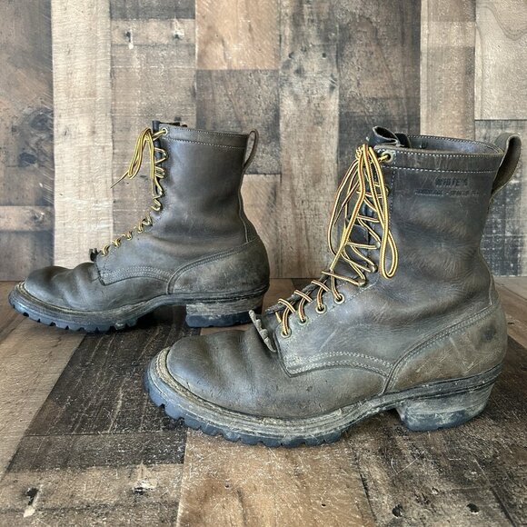 Whites Vintage Handmade Logger Packer Plain Toe Work Boots Mens 12.5 D - Picture 9 of 12